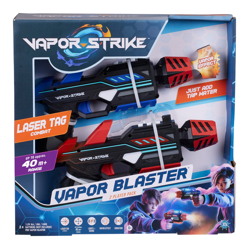 Vapor Strike vapor blaster 2-pack front view with bright lights for immersive gameplay