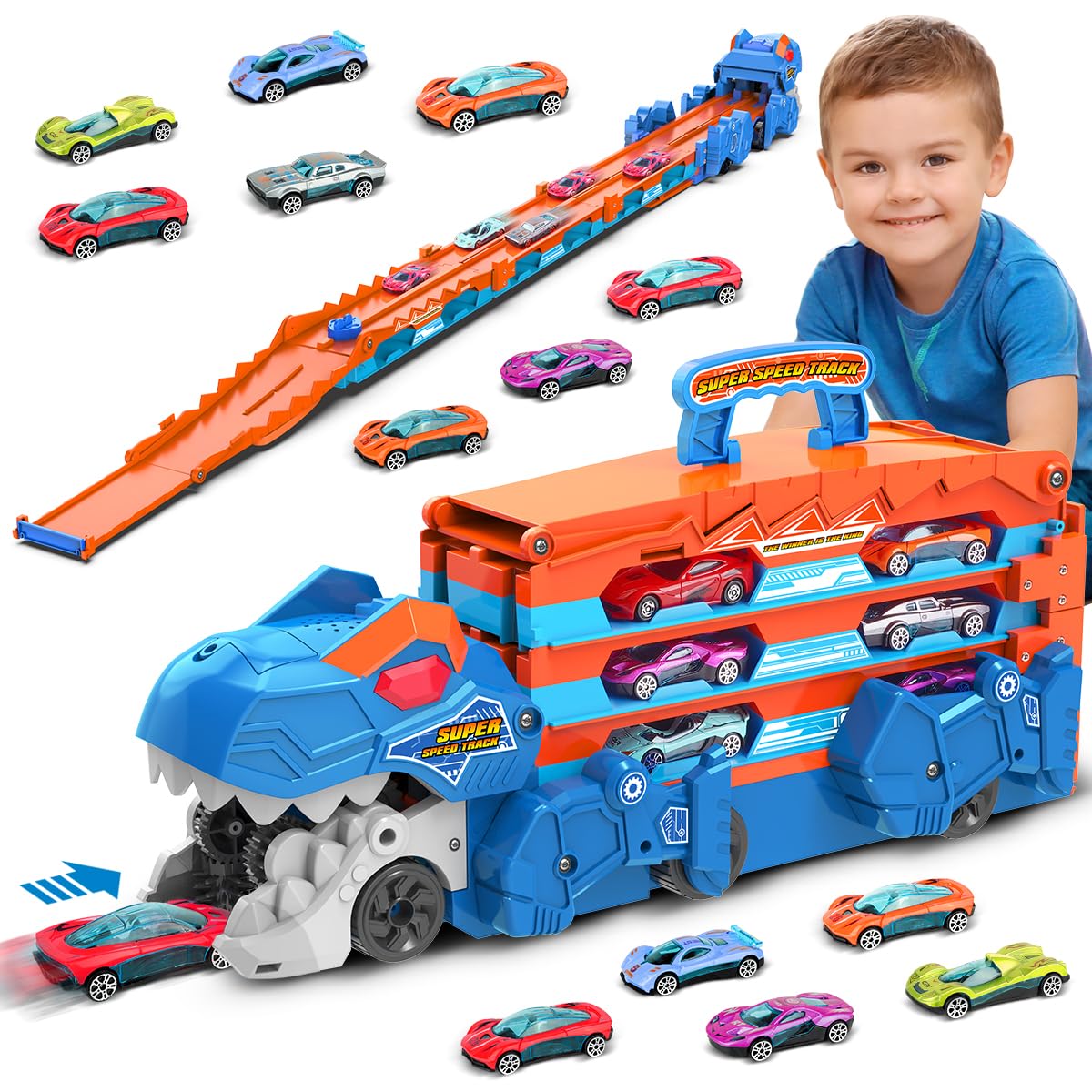 VATOS dinosaur-truck-toy folding design for portable play sessions