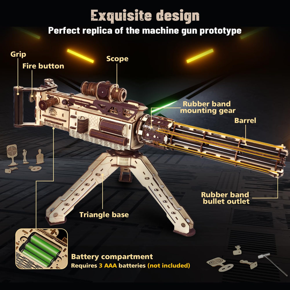 VATOS rotating barrel detail shows six-tube magazine for immersive assembly and visual satisfaction.