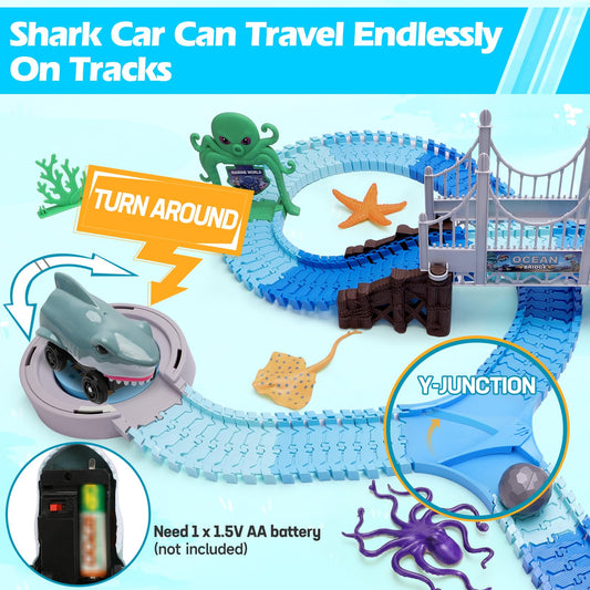 VATOS Track Toys ocean theme bridge with changing routes to spark creativity.