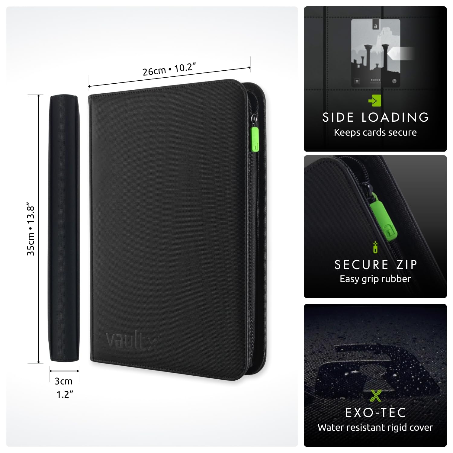 Vault X binder opens to 20 double-sided pages for 360 cards