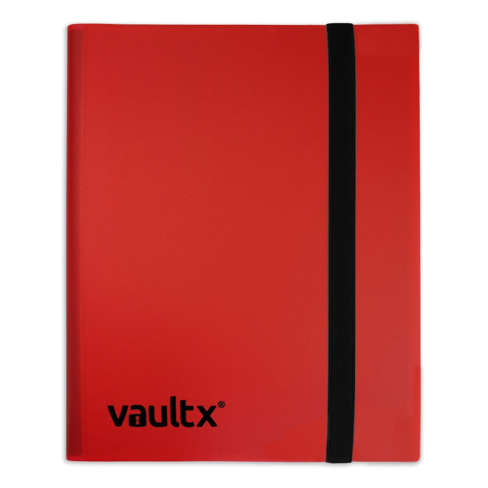 Vault X 4-pocket strap binder red front cover keeps your collection portable and organized.