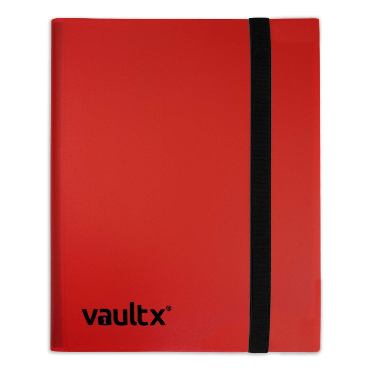 Vault X 4-pocket strap binder red front cover keeps your collection portable and organized.