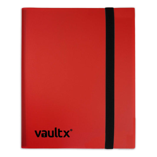 Vault X 4-pocket strap binder red front cover keeps your collection portable and organized.