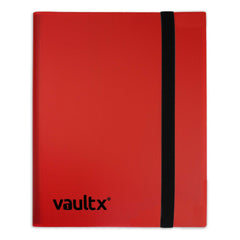 Vault X 4-pocket strap binder red front cover keeps your collection portable and organized.
