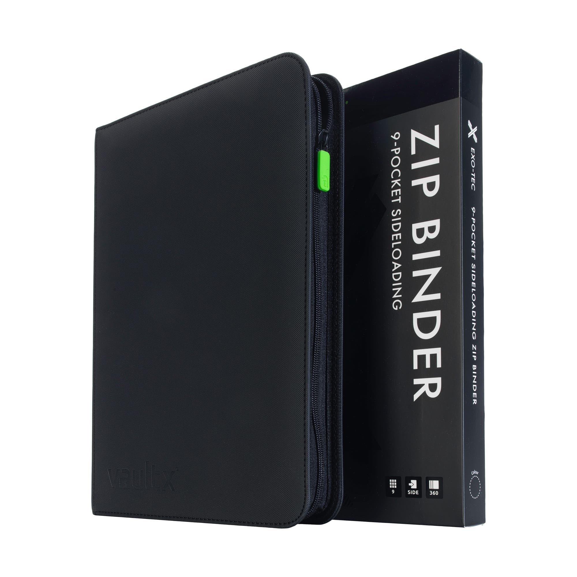 Vault X 9-pocket zip binder with Exo-Tec cover protects cards on the go