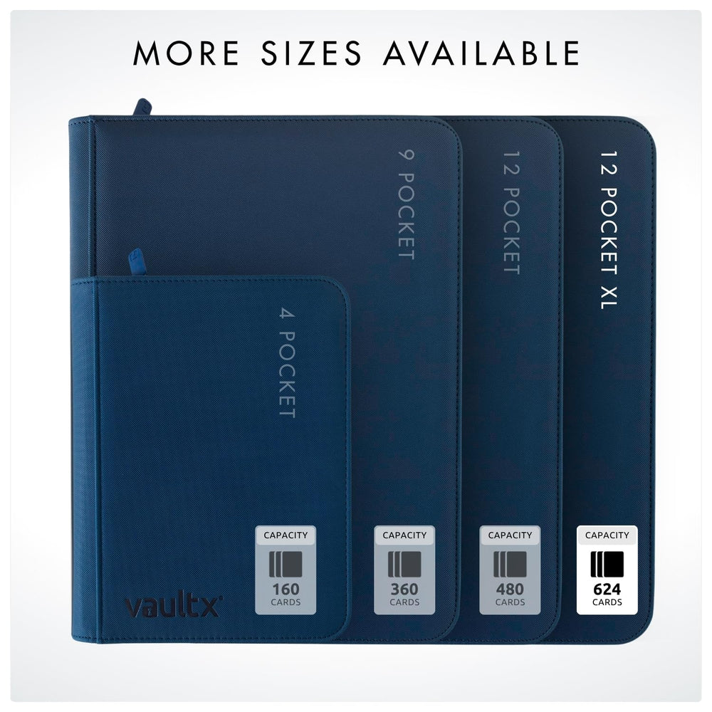 Vault X blue exterior texture—sleek, portable binder for collectors