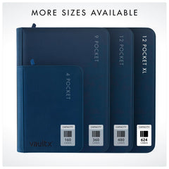 Vault X blue exterior texture—sleek, portable binder for collectors
