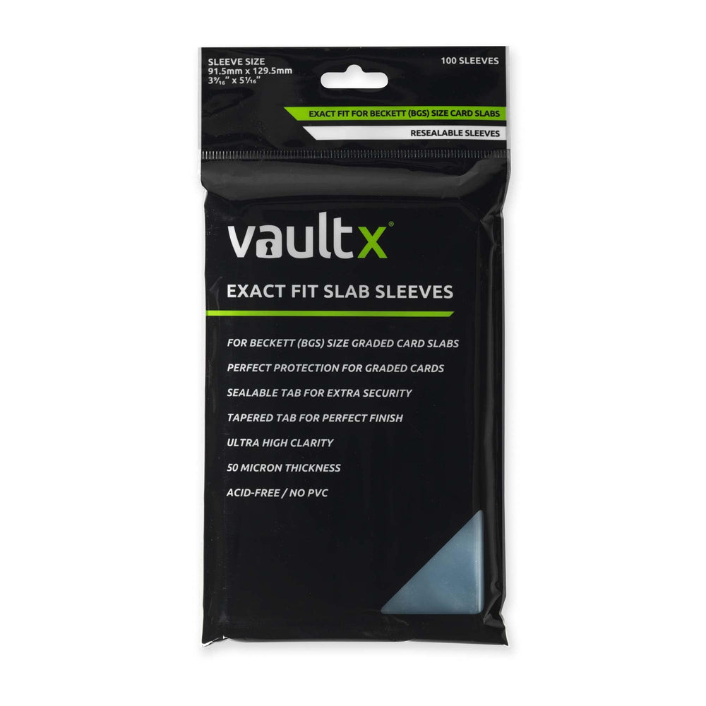 Vault X exact-fit slab sleeves for 100-pack slabs provide clear protection.