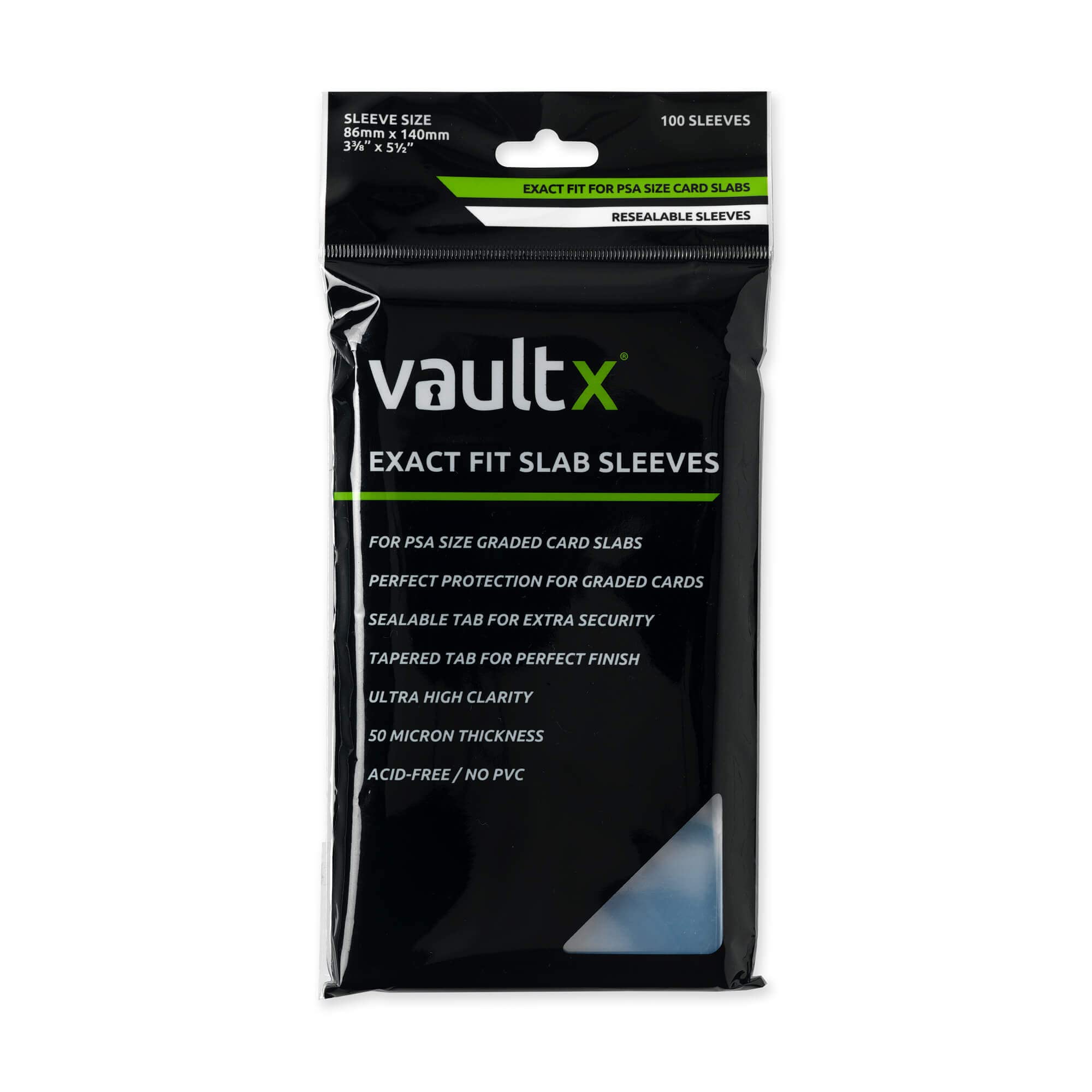Vault X Exact Fit Slab Sleeves on PSA-size slabs for pristine protection