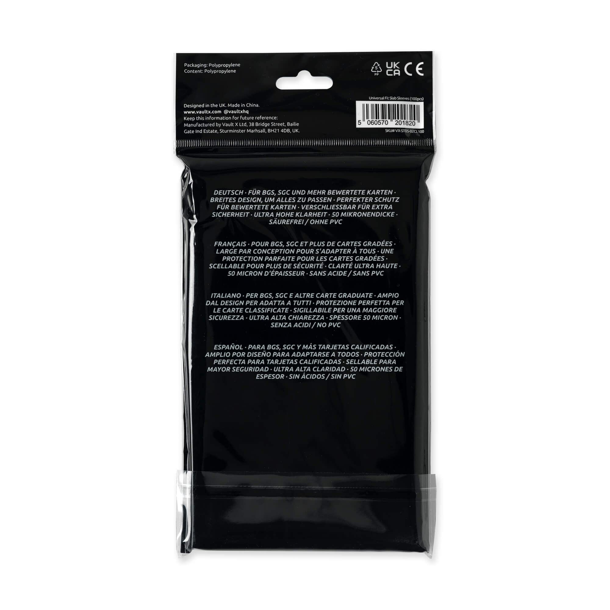 Vault X slab sleeve compatible slabs graphic demonstrates versatile protection for graded cards