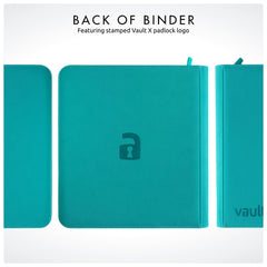 Teal Vault X binder compatible with standard card sleeves for protection