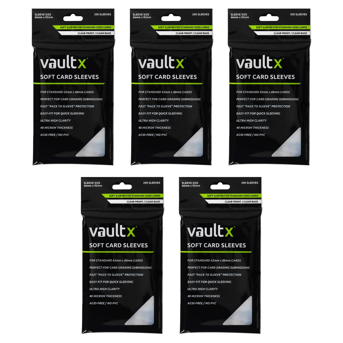 Vault X soft sleeves 1000-pack provide crisp protection for standard cards.