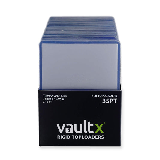 Vault X Toploaders use archive-safe PVC to guard cards from chemical migration.