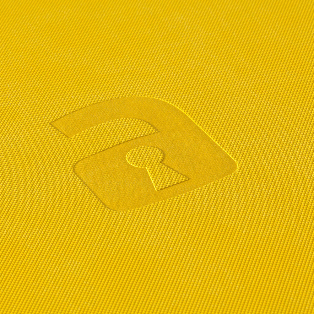 Vault X yellow binder on shelf adds bold, practical storage