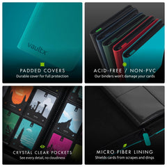 Teal zipper closure on Vault X binder keeps cards secure during travel