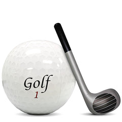 Vaulted Skulls & Co inflatable golf ball, giant 18-inch size ideal for pool parties.