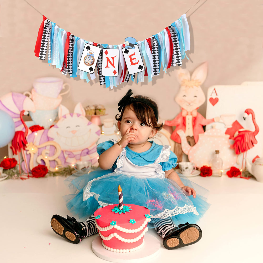 VAVAYAO rainbow ribbons and cardstock banner adds colorful whimsy