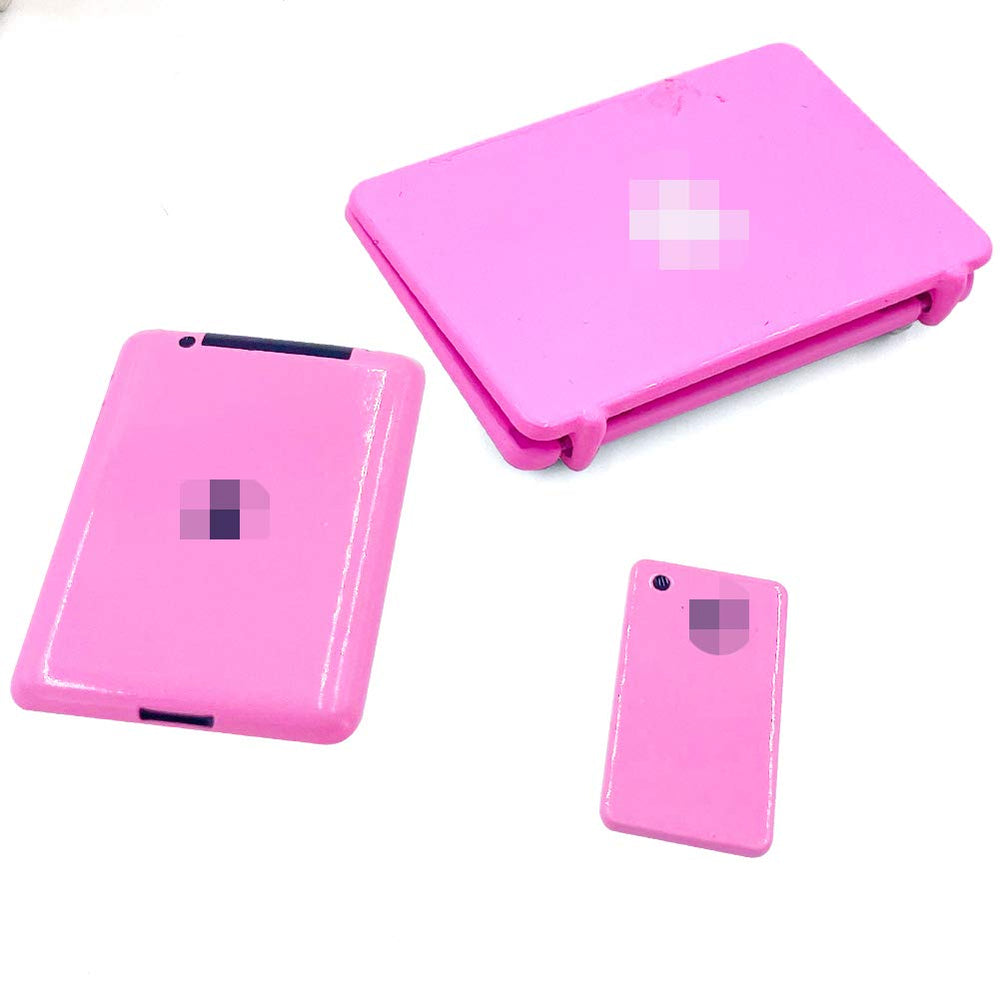 Vawuz pink tablet miniature for dollhouse interiors enhances storytelling.