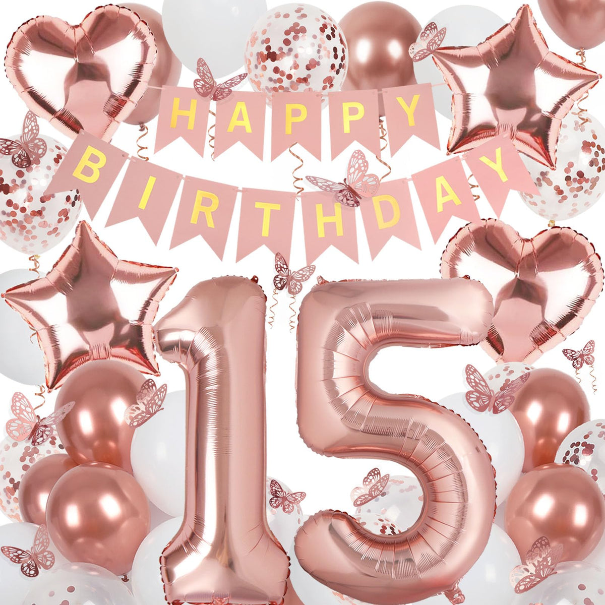 VBEOLLOV rose gold happy birthday banner for an elegant backdrop