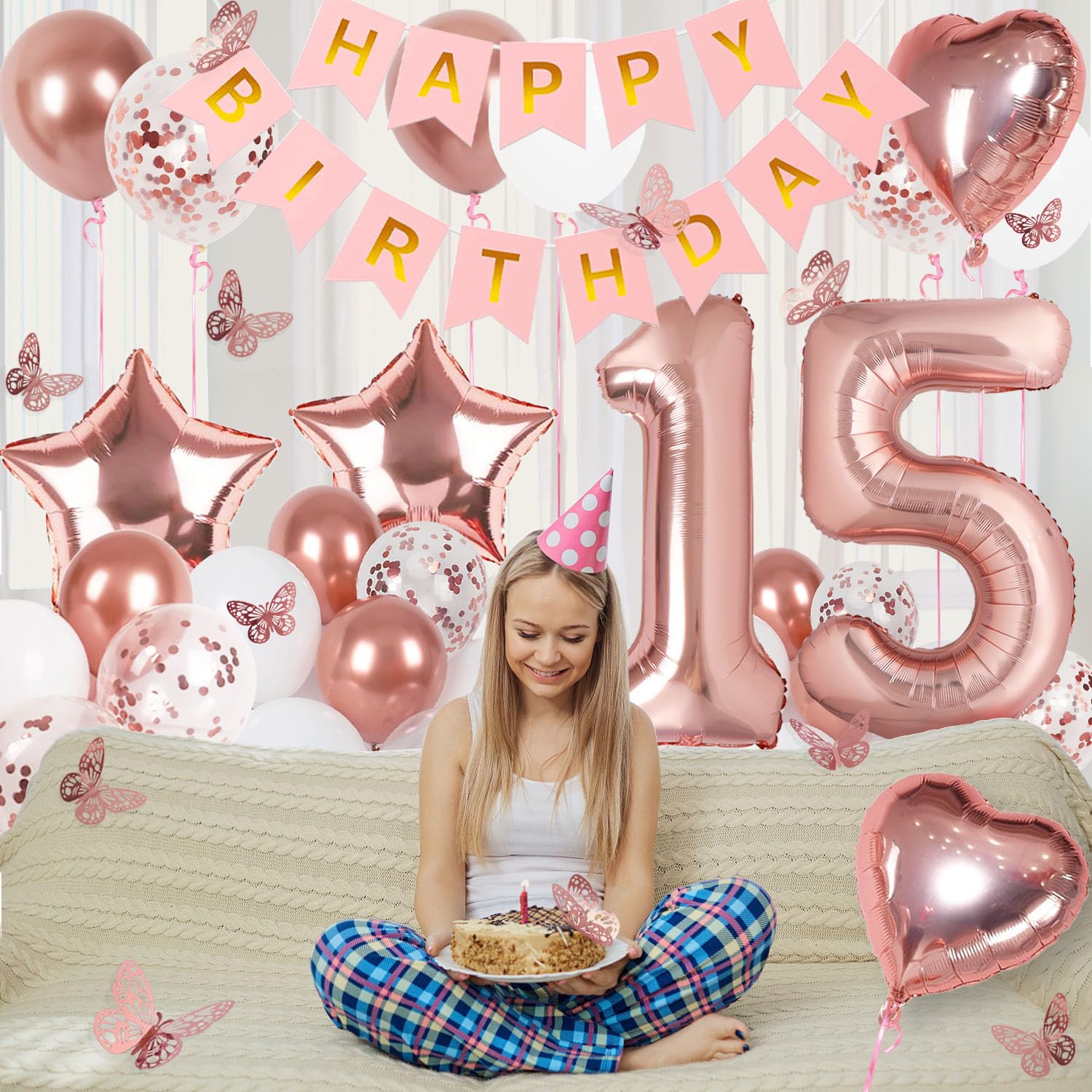 VBEOLLOV rose gold 18-inch star balloon adds sparkle