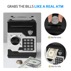 Vcertcpl ATM piggy bank ABS material promises durability and kid-friendly feel.
