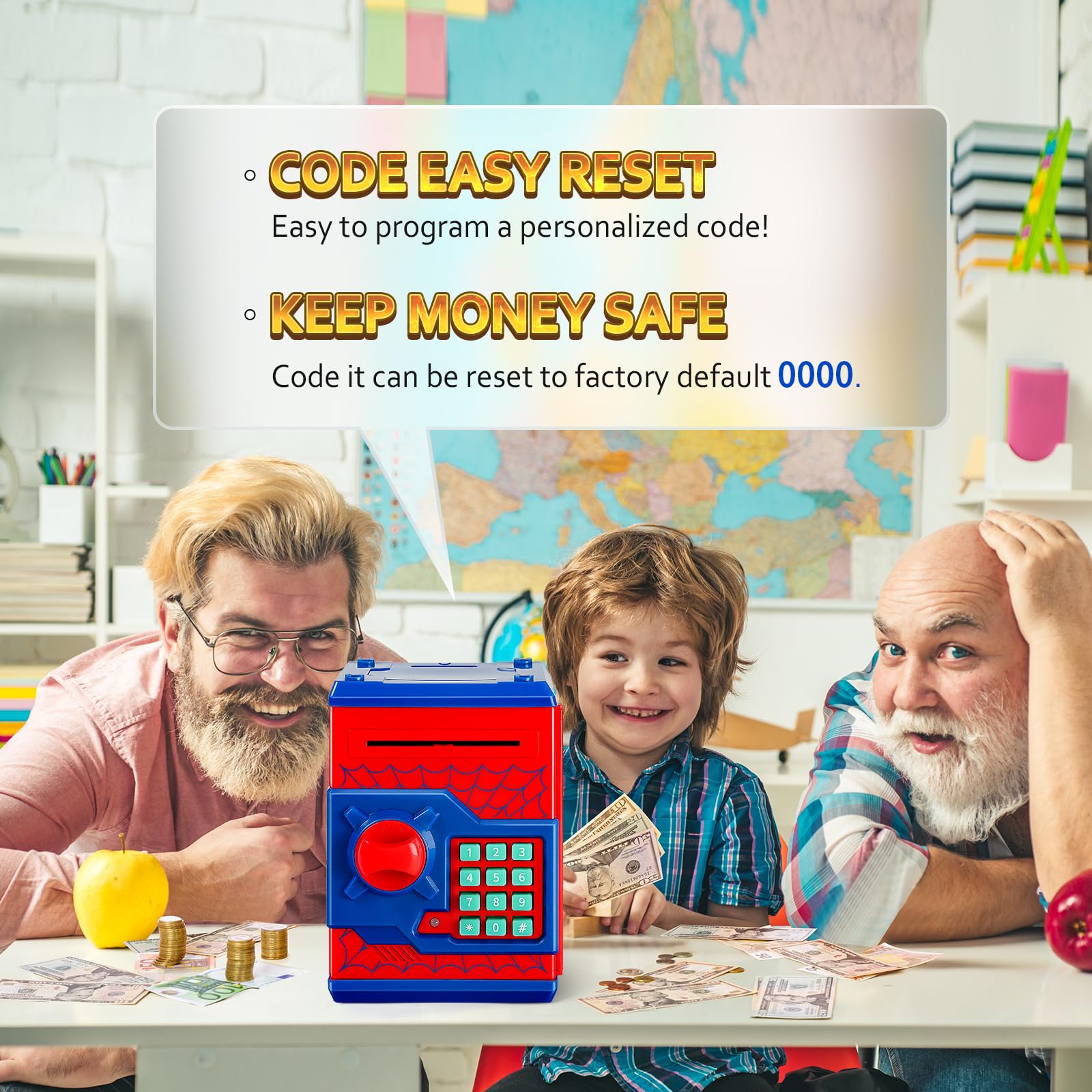 Vcertcpl piggy bank bill slot demonstrates easy deposits for kids