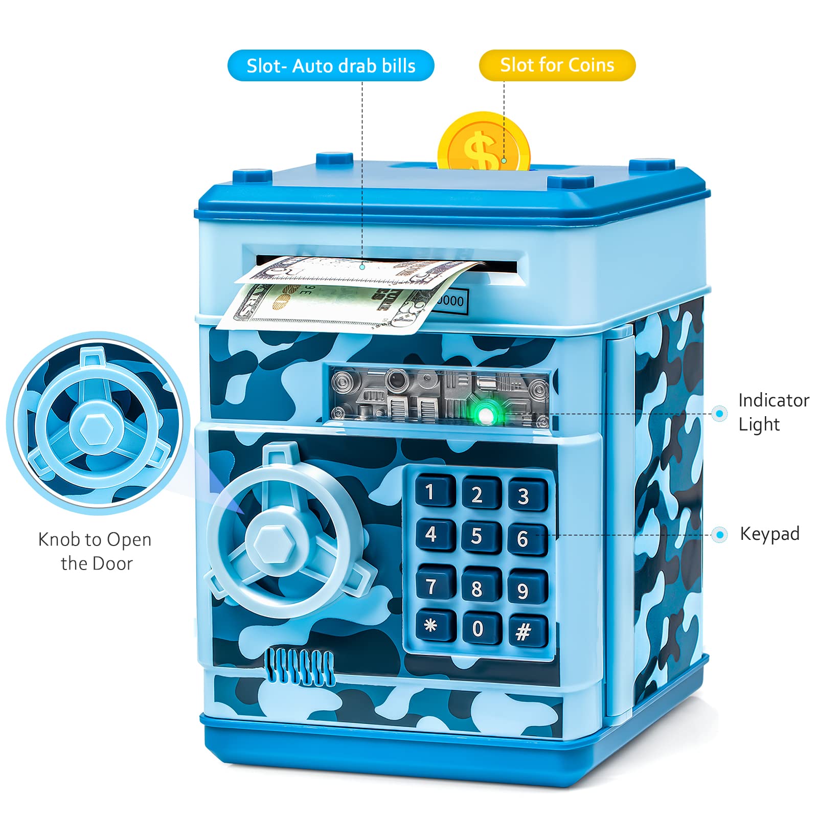Vcertcpl ATM piggy bank bills slot shows convenient bill saving option.