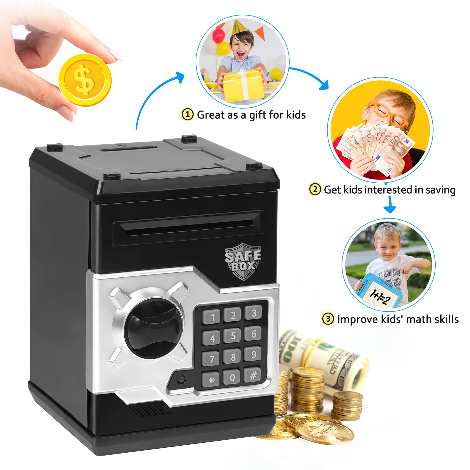 Vcertcpl ATM piggy bank door-open view emphasizes secure access and protection.