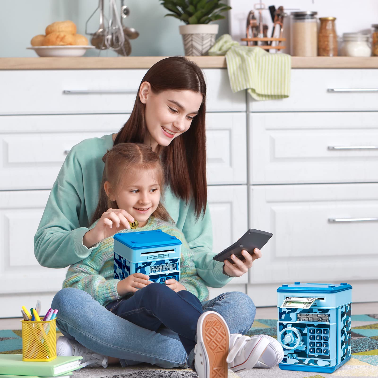Vcertcpl kids using piggy bank encourages hands-on saving and responsibility.
