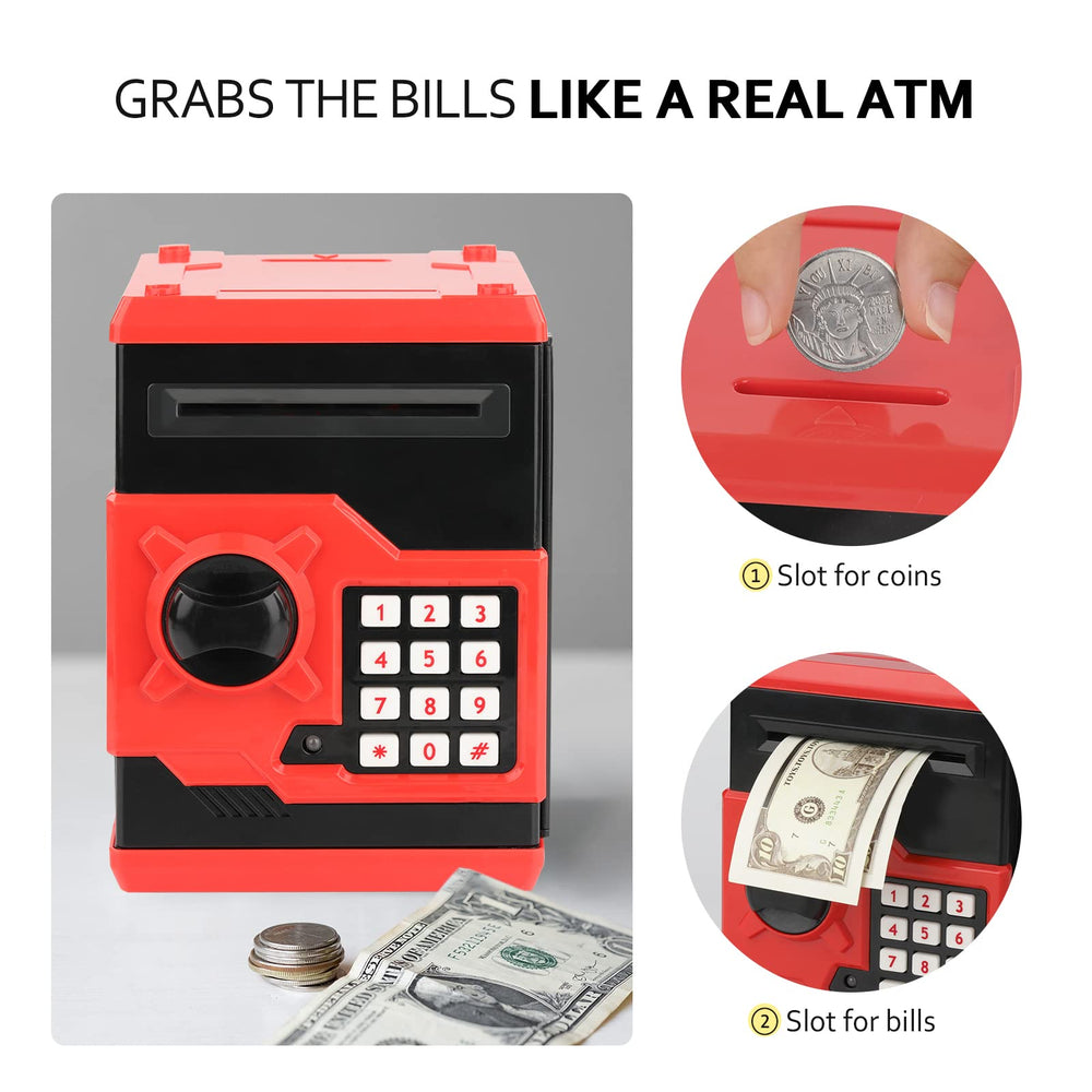 Vcertcpl ATM piggy bank large capacity for coins and notes