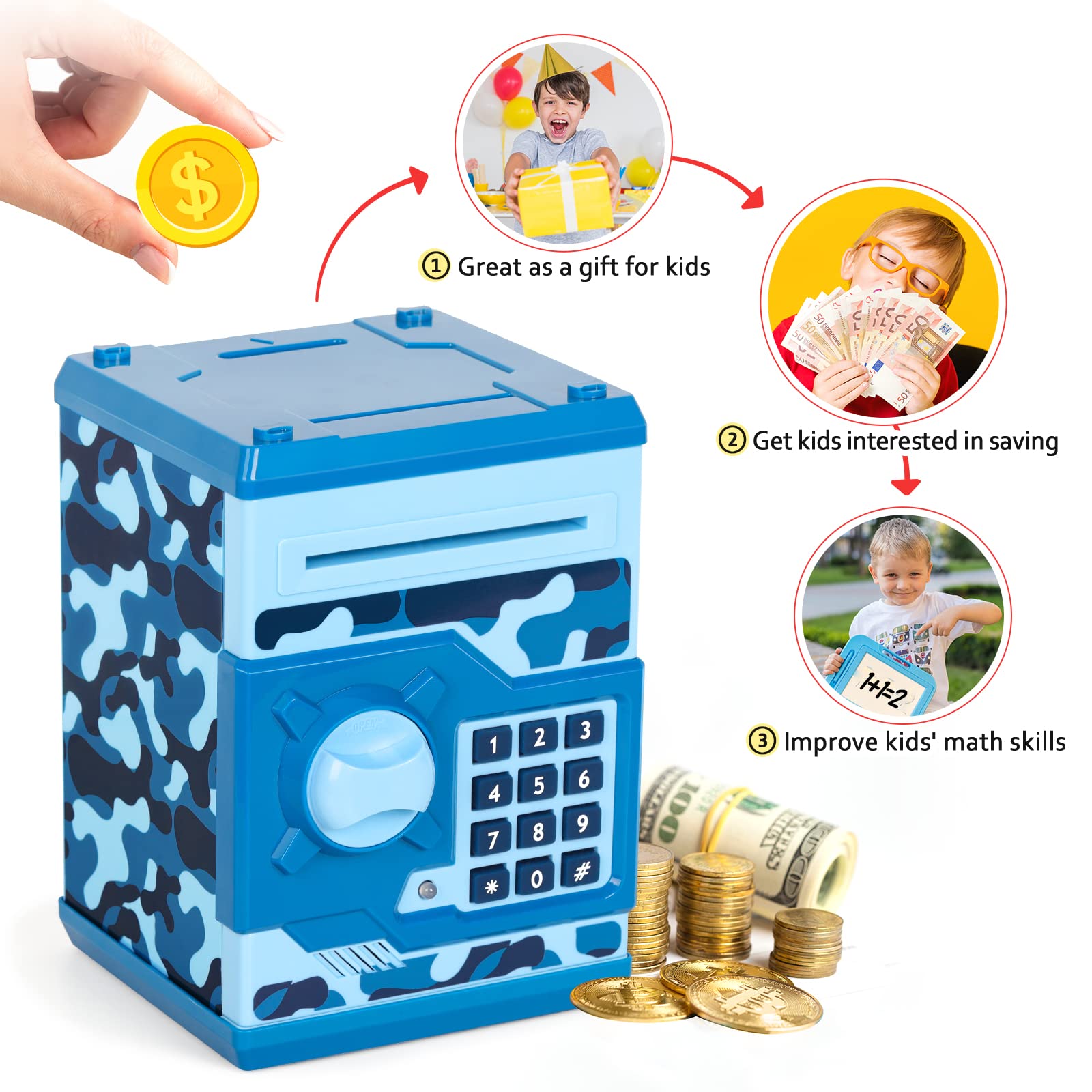 Vcertcpl camouflage blue ABS plastic body offers durable kid-friendly design.