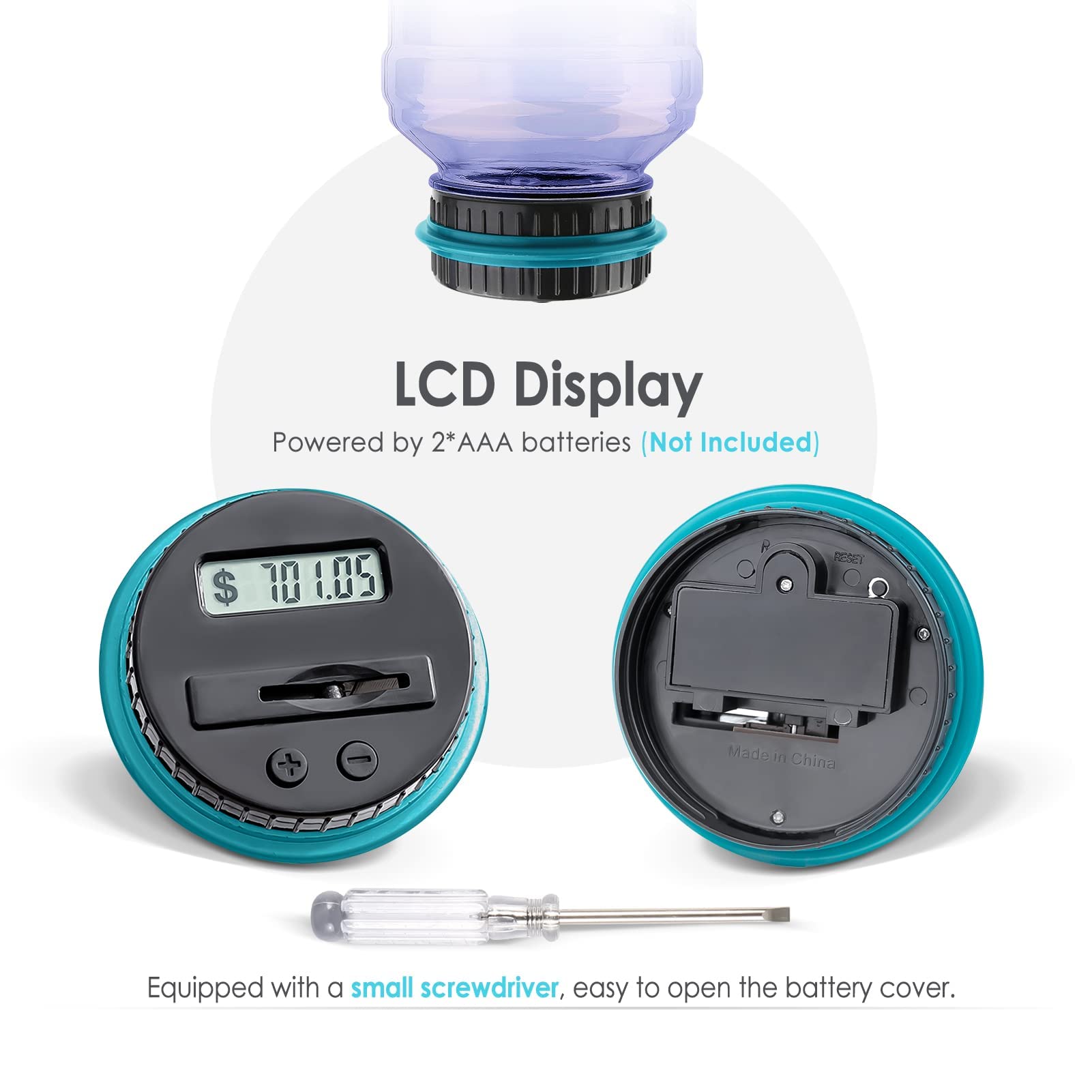 Vcertcpl coin counting jar shows accurate totals easily