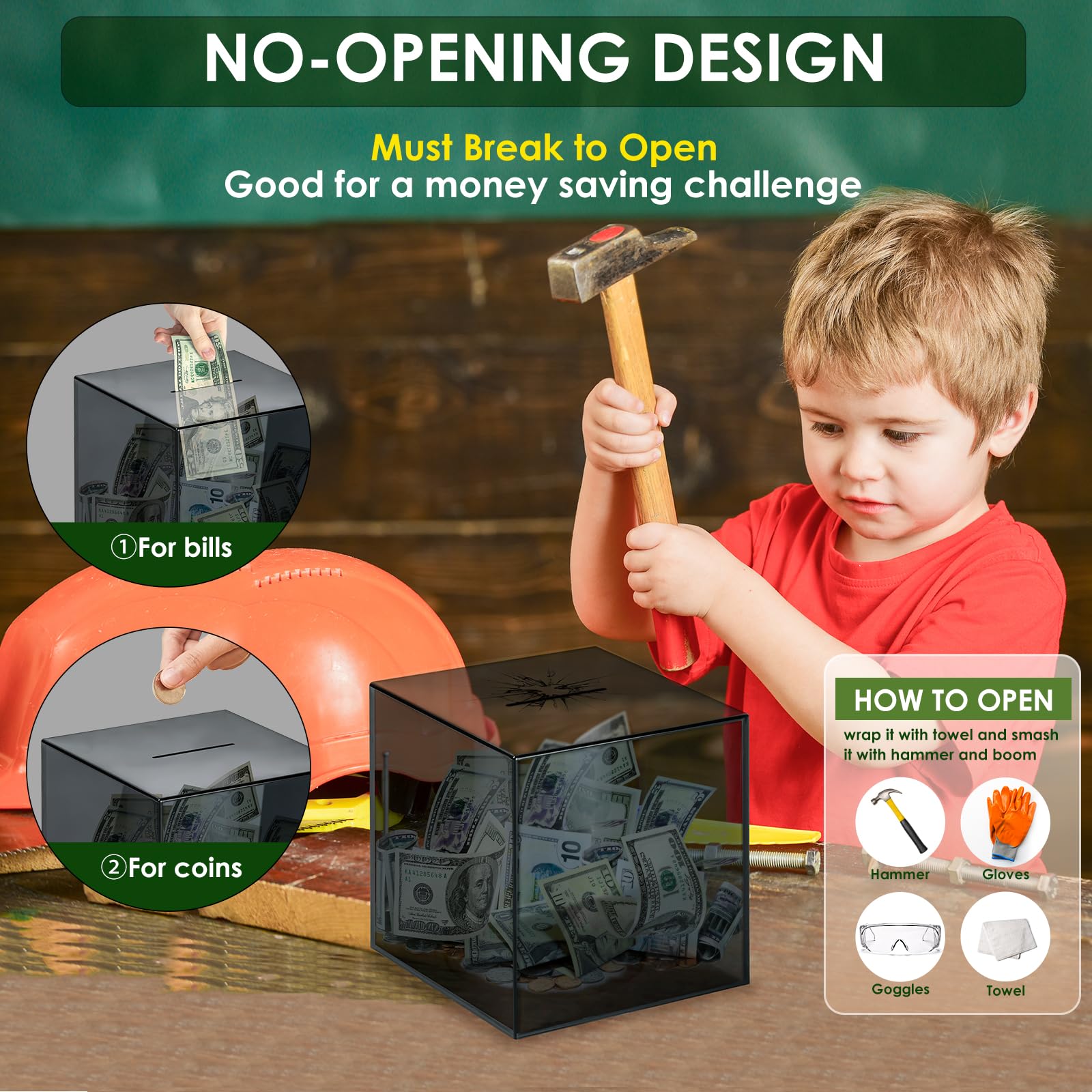 Vcertcpl coin savings jar front view helps track growing funds easily.
