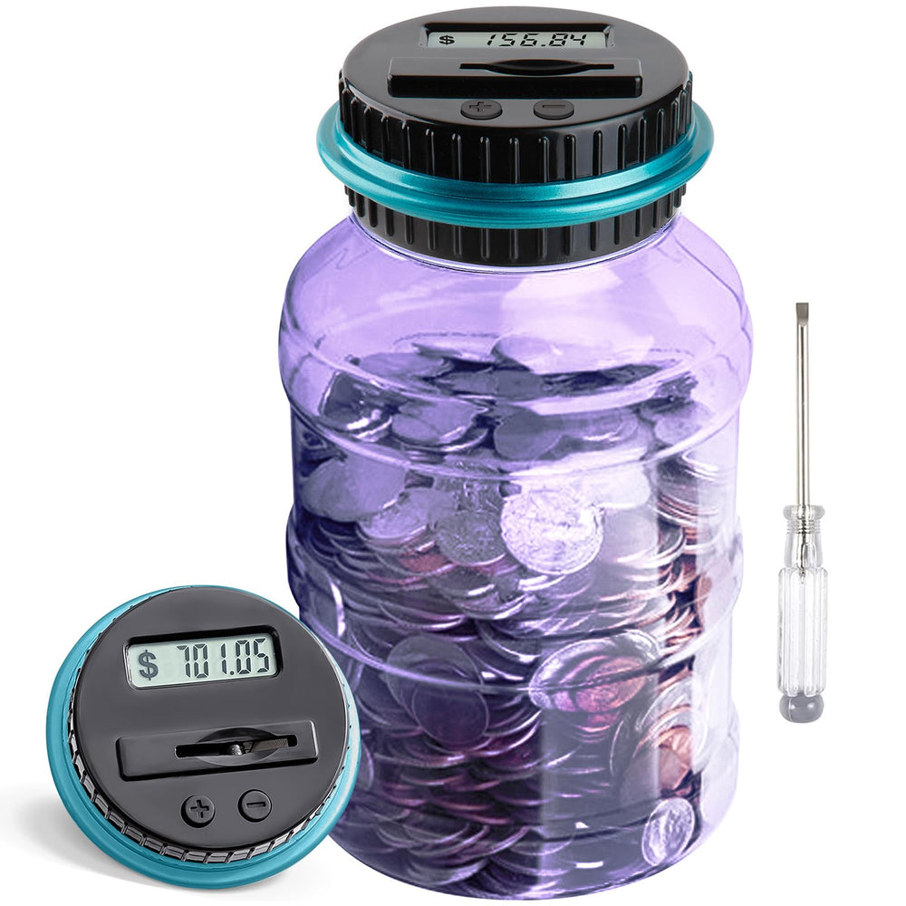Vcertcpl large piggy bank purple with 1.8L capacity for coins, ideal for saving goals