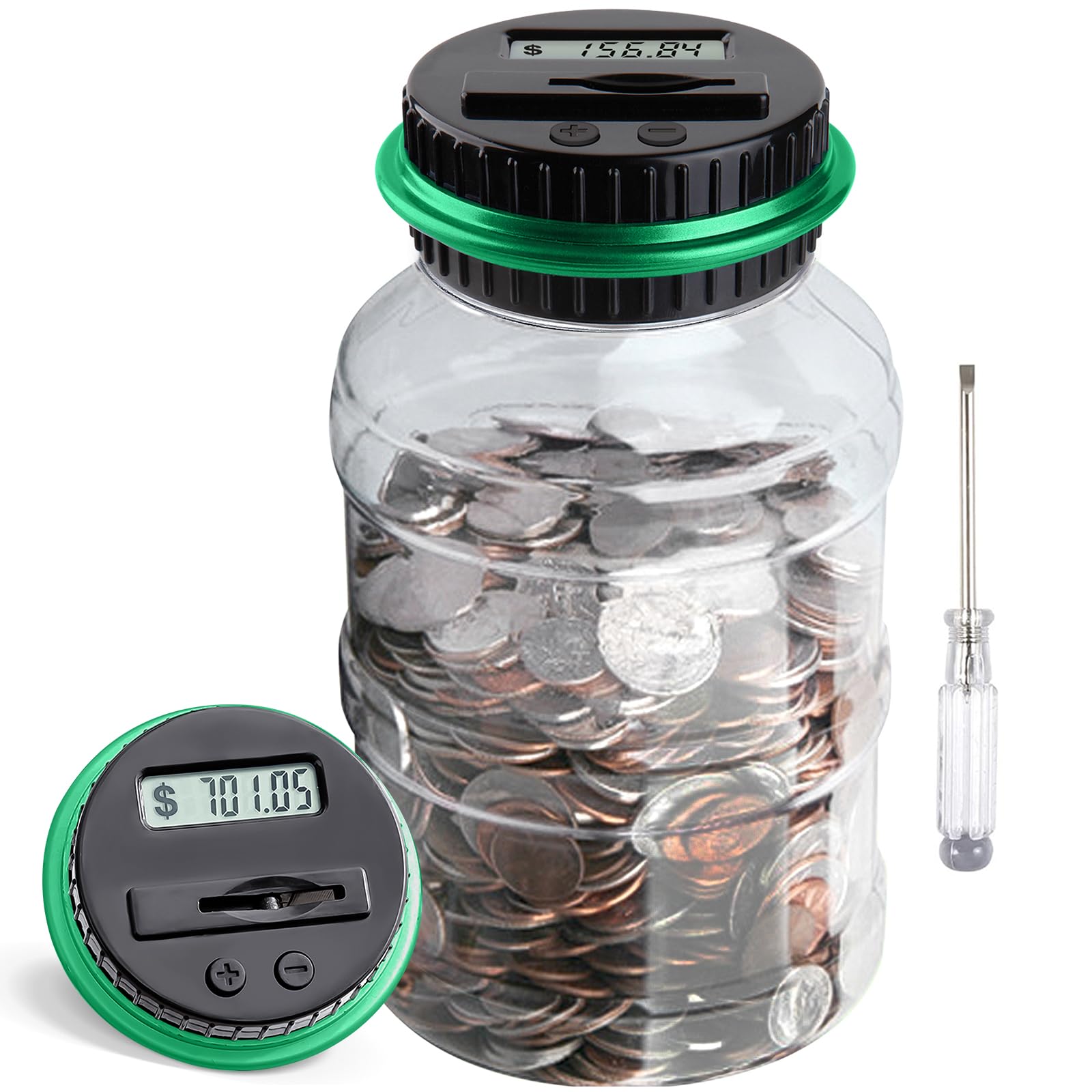 Vcertcpl large piggy bank front view with generous 1.8L capacity for coins