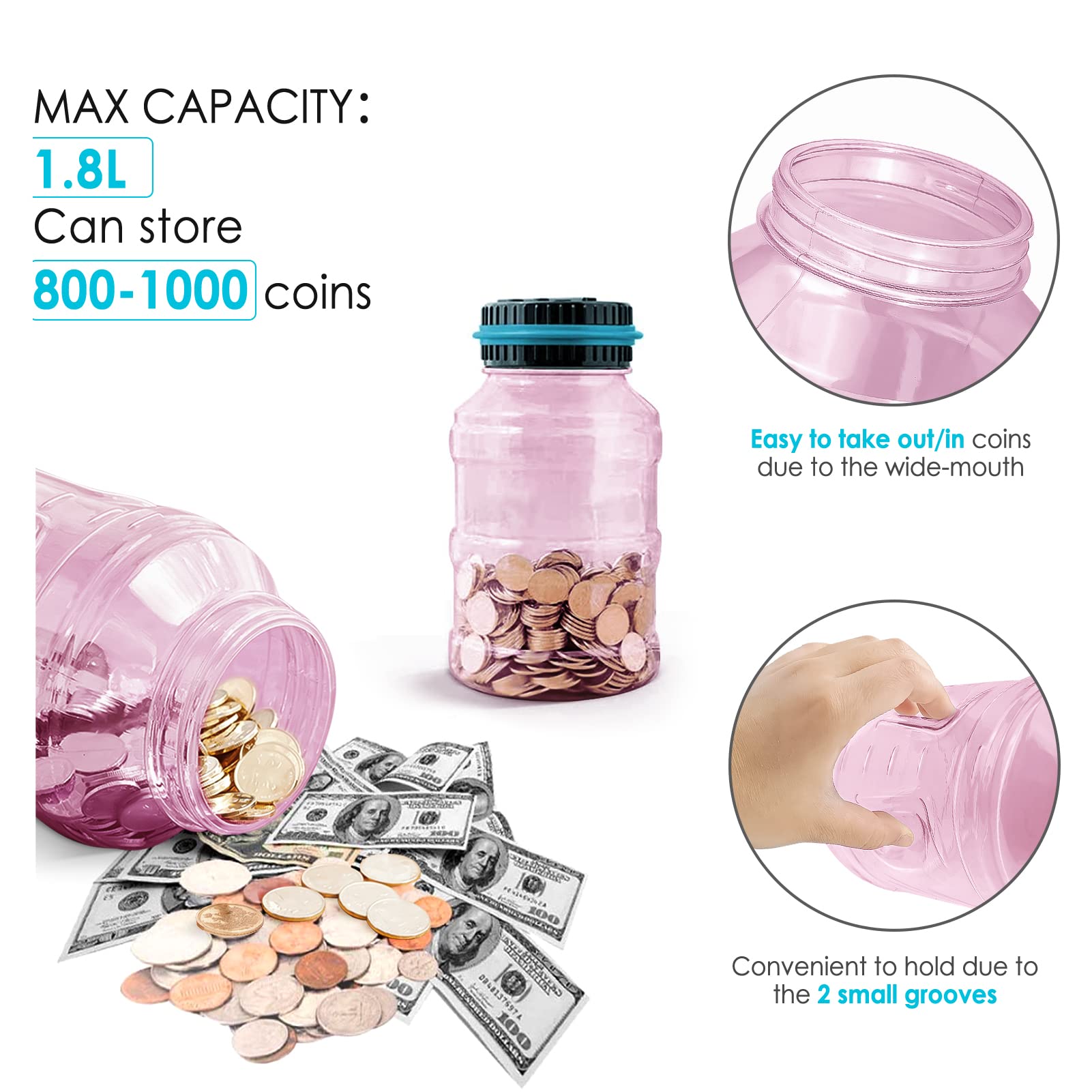 Vcertcpl piggy bank made of durable ABS plastic