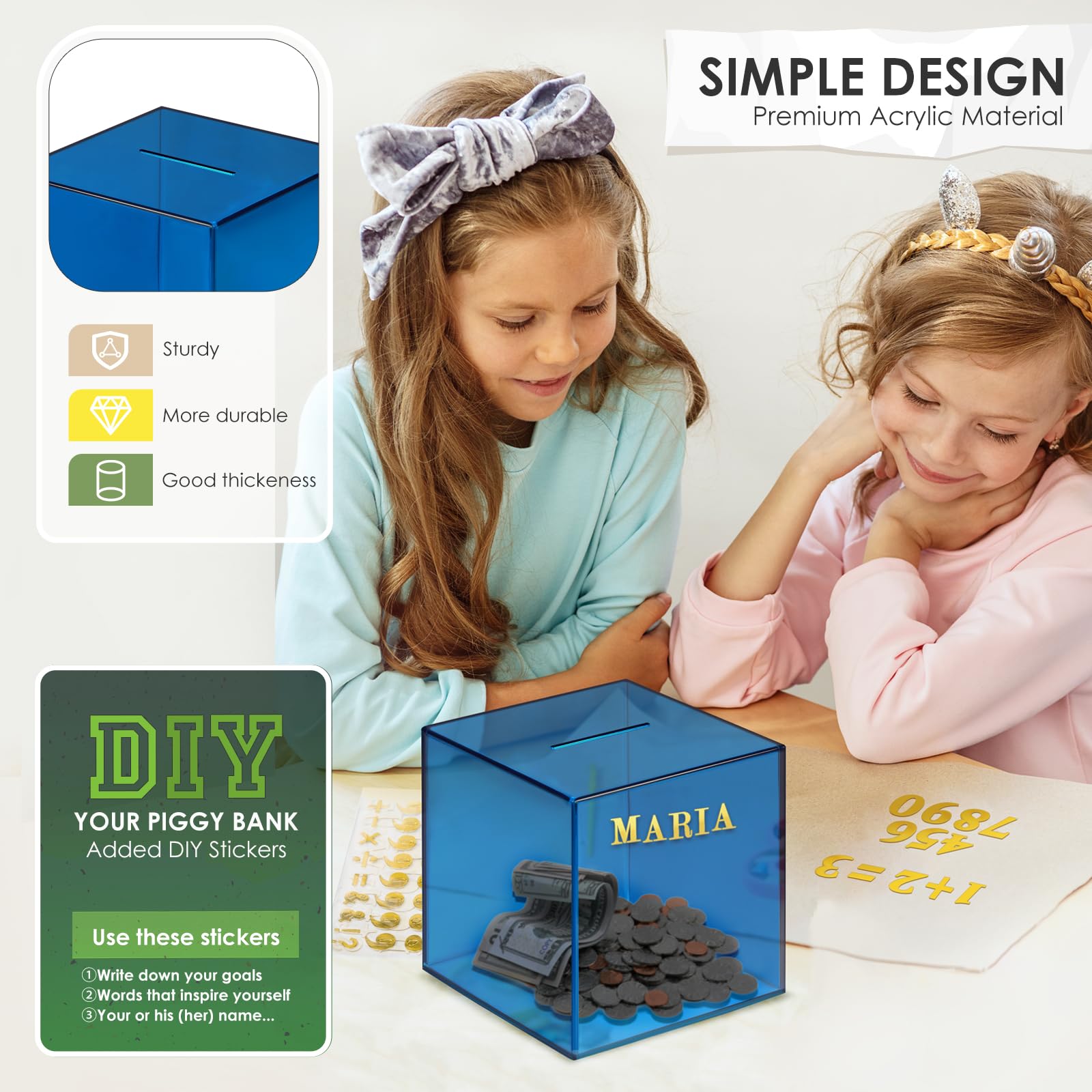Vcertcpl blue cube design fits with home decor while keeping spare change organized