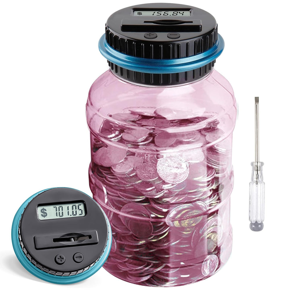 Vcertcpl pink digital piggy bank with counting display helps track savings