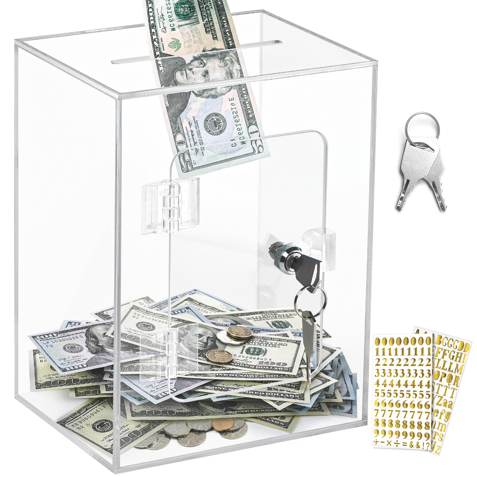 Vcertcpl X-Large clear piggy bank with lock — secure savings at a glance