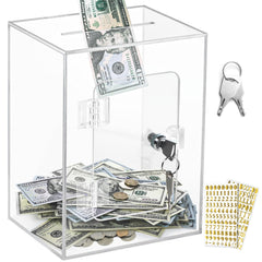 Vcertcpl X-Large clear piggy bank with lock — secure savings at a glance