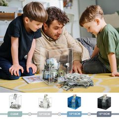 Vcertcpl X-Large clear piggy bank secure storage for coins and bills