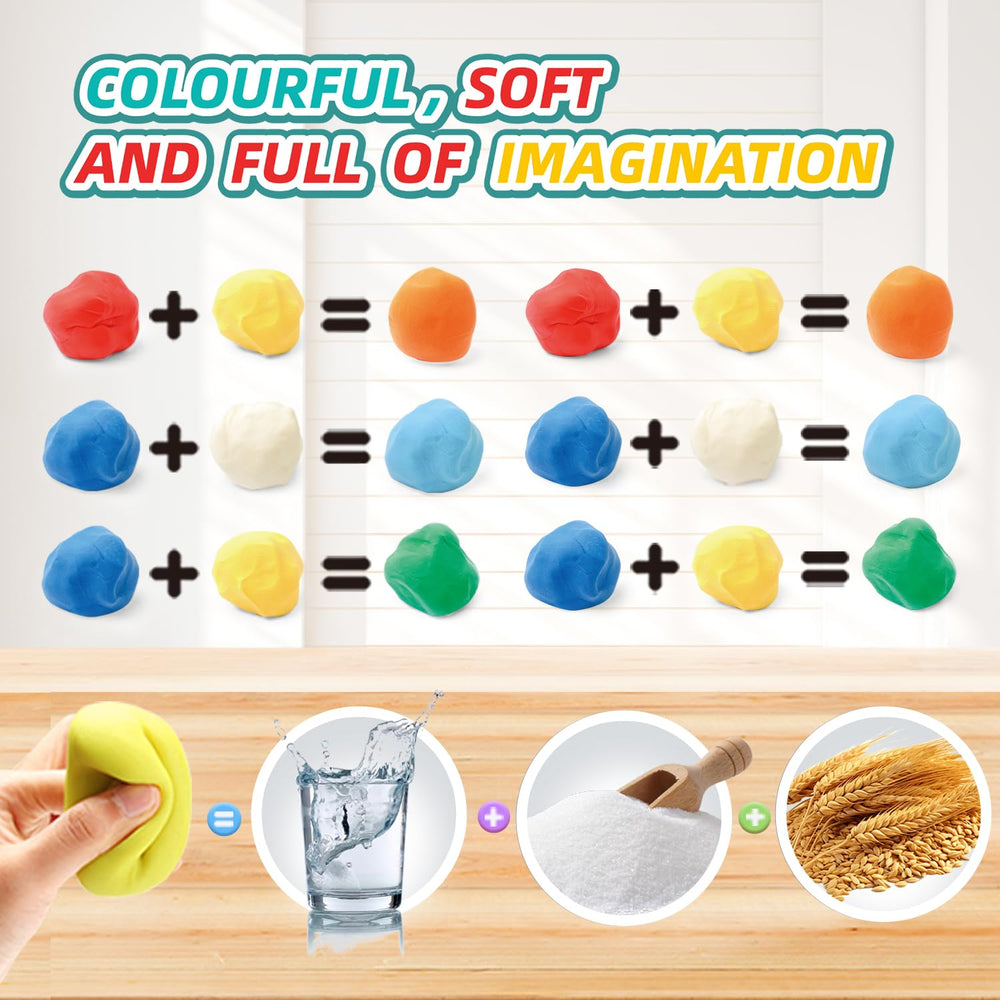 VConejo color dough packs providing soft, non-sticky dough for easy molding.
