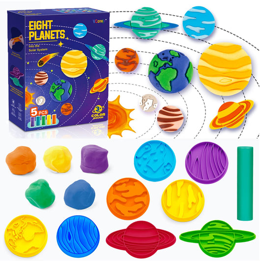 VConejo color dough planets set with rolling tool for hands-on planetary play