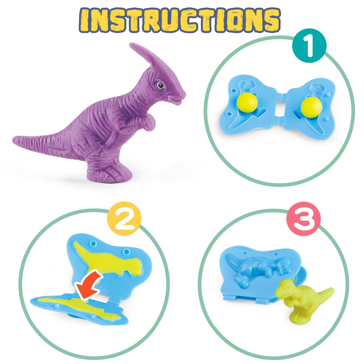 VConejo dinosaur tools set for shaping and sculpting color dough.