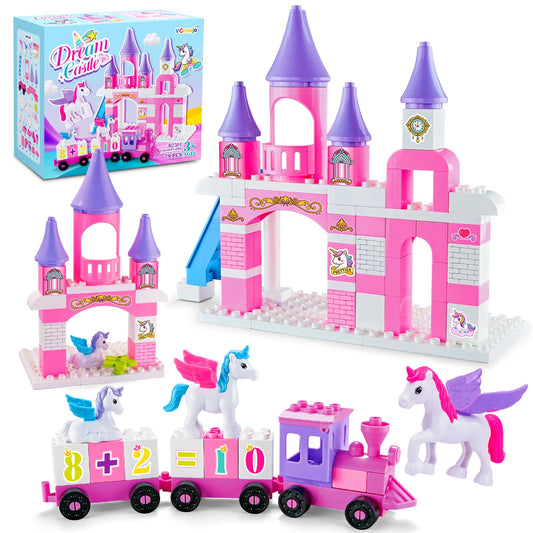 VConejo unicorn castle pieces for creative play that builds fine motor skills.