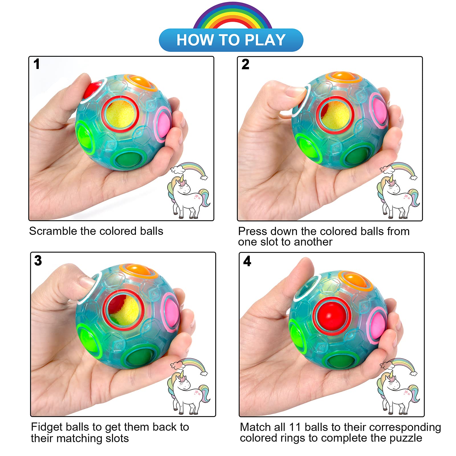 Vdealen Magic Rainbow Puzzle Ball color rings, inviting color-moding and problem solving.