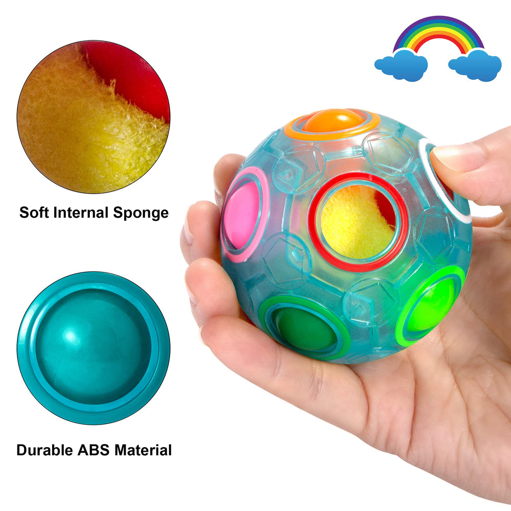 Vdealen Magic Rainbow Puzzle Ball interior view showing holes and beads for guided sliding.
