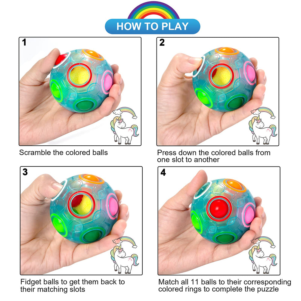 Vdealen Magic Rainbow Puzzle Ball interior view showcasing holes and inner balls