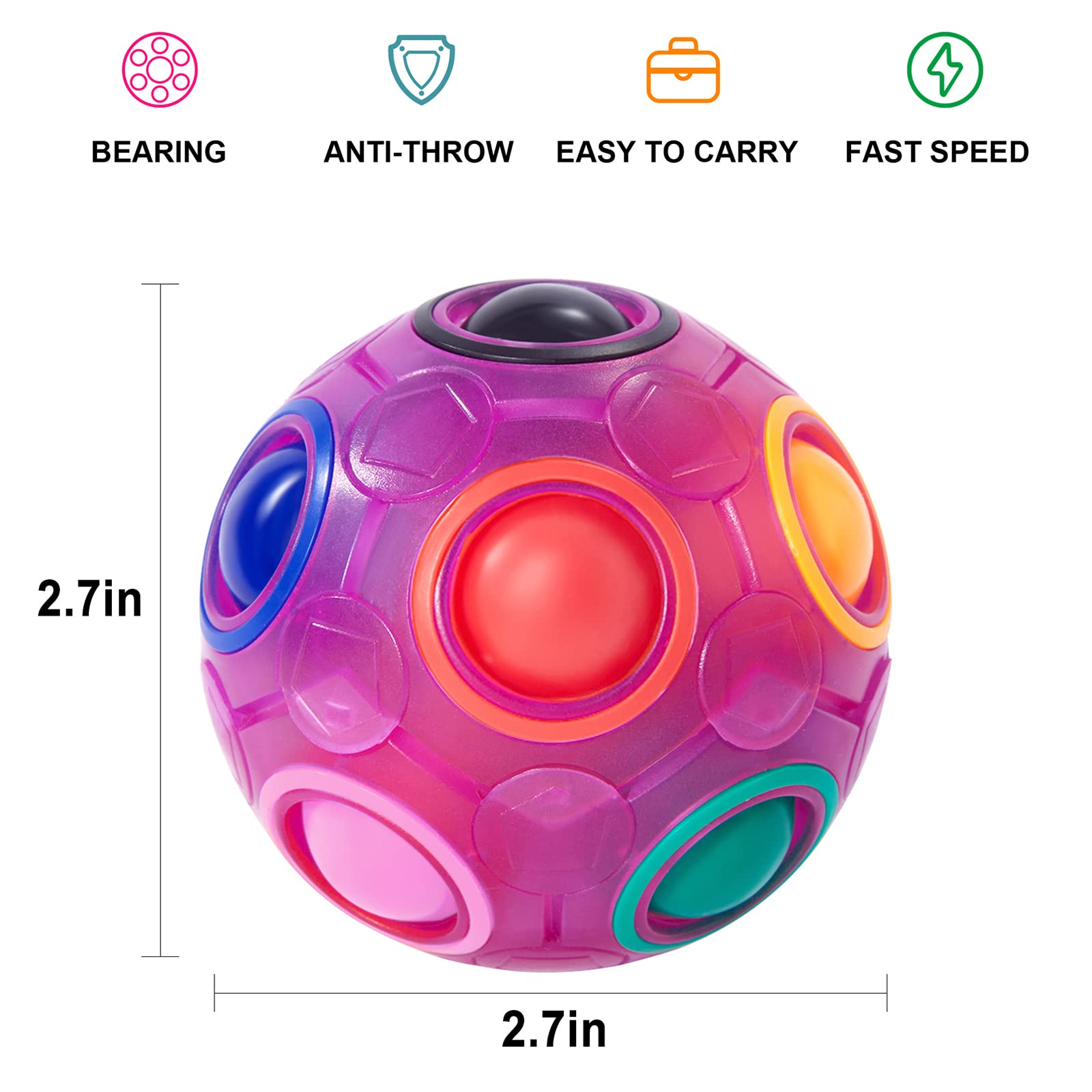 Vdealen Rainbow Puzzle Ball interior view showing sliding beads and center sponge.